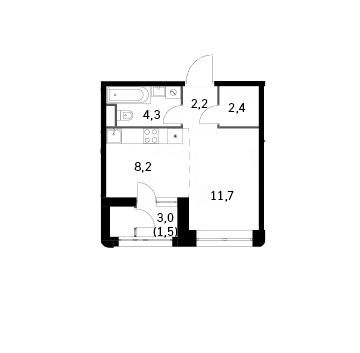 Продаётся студия, 30.3 м²