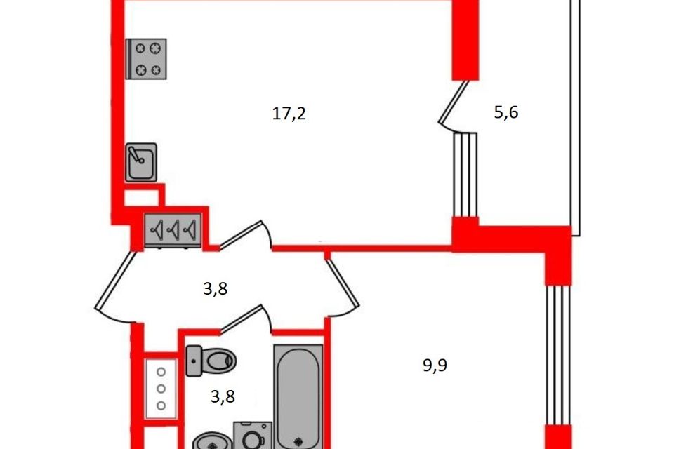 Продаётся 1-комнатная квартира, 34.7 м²