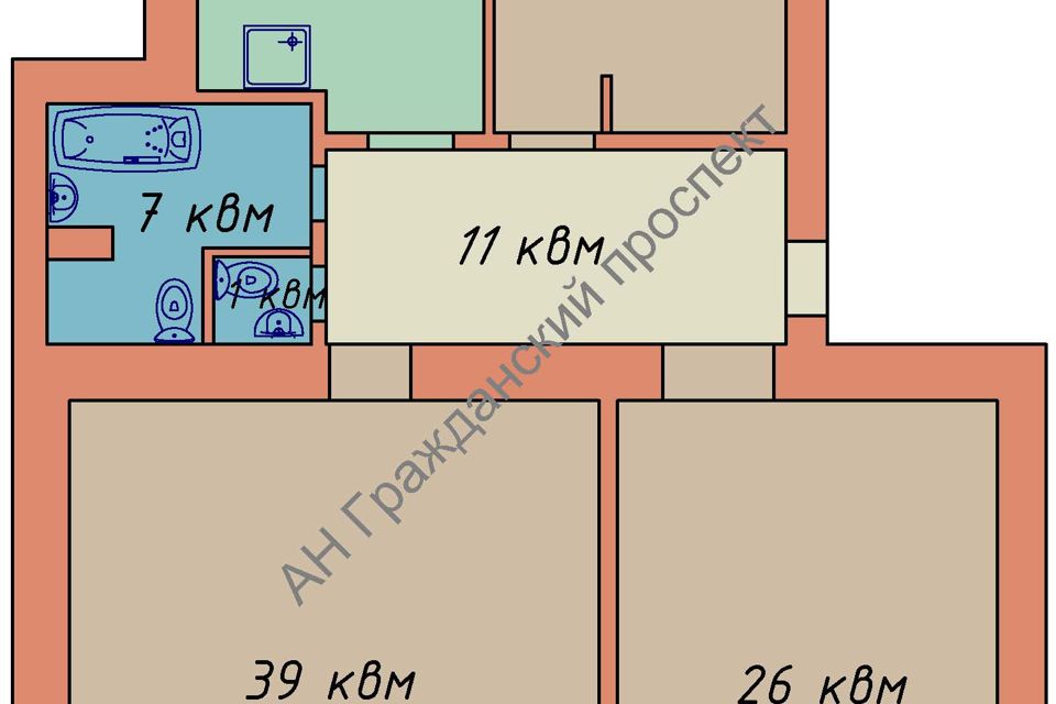 Продаётся 3-комнатная квартира, 111 м²