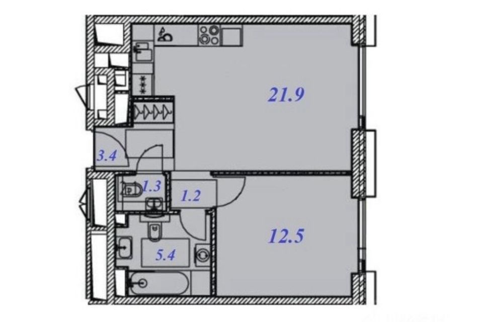 Продаётся 2-комнатная квартира, 45.8 м²