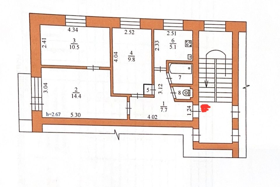 Продаётся 3-комнатная квартира, 51.7 м²