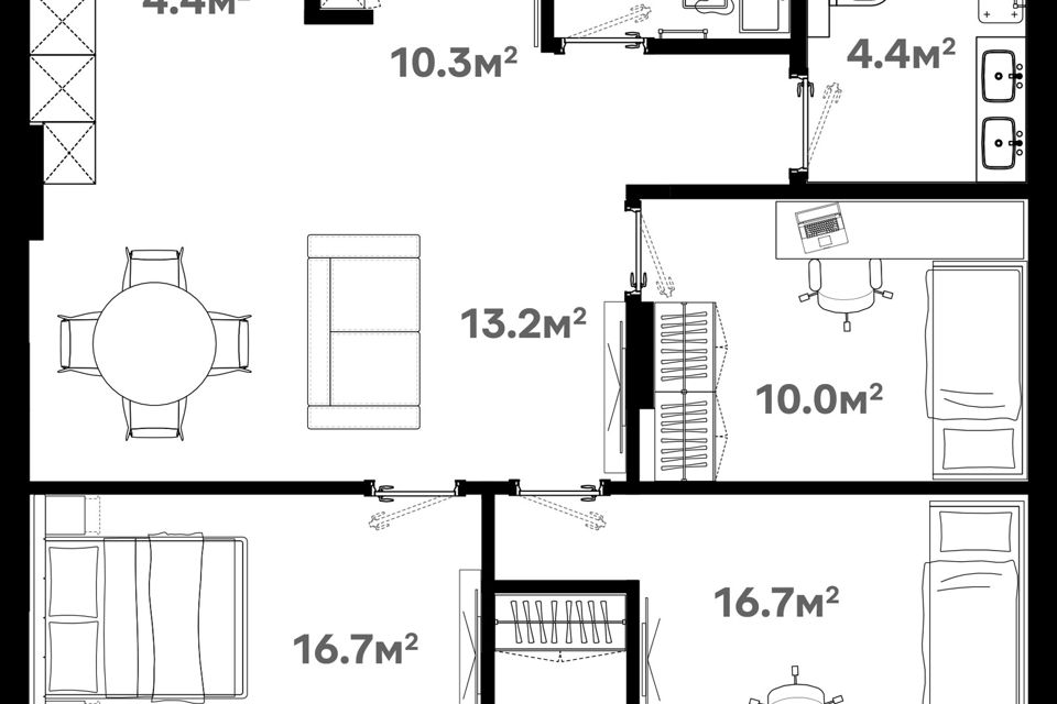 Продаётся 4-комнатная квартира, 79 м²