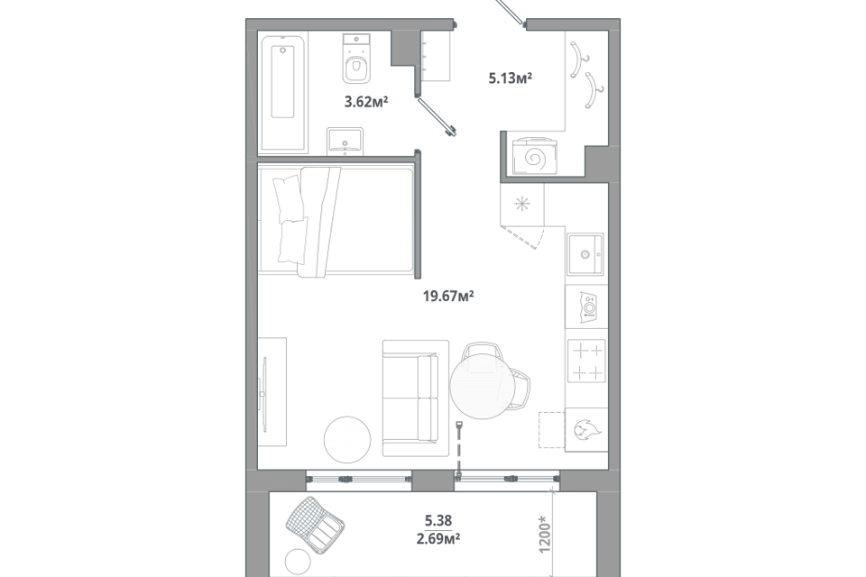 Продаётся студия, 28.2 м²