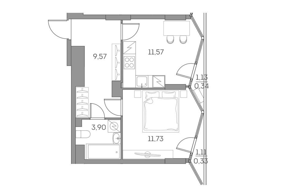 Продаётся 1-комнатная квартира, 37.44 м²