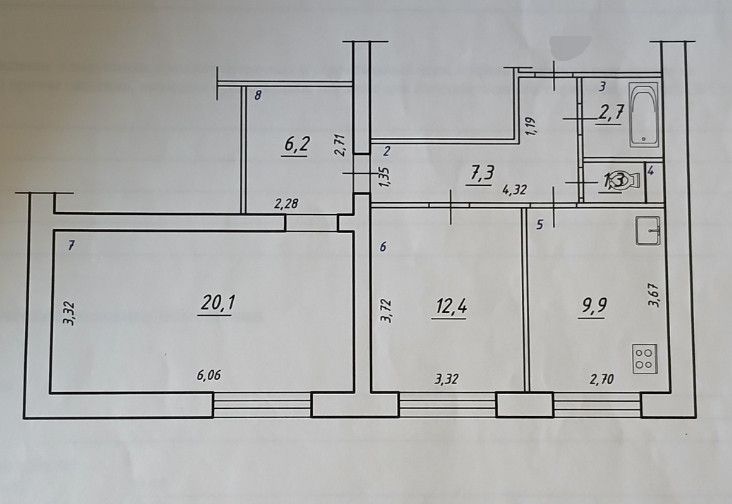 Продаётся 2-комнатная квартира, 59.9 м²