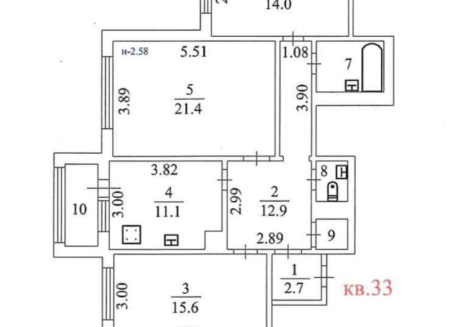 Продаётся 3-комнатная квартира, 84.3 м²