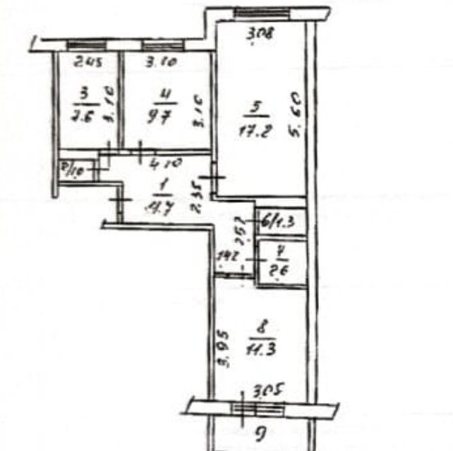 Продаётся 3-комнатная квартира, 62.4 м²