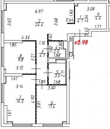 Продаётся 4-комнатная квартира, 80 м²