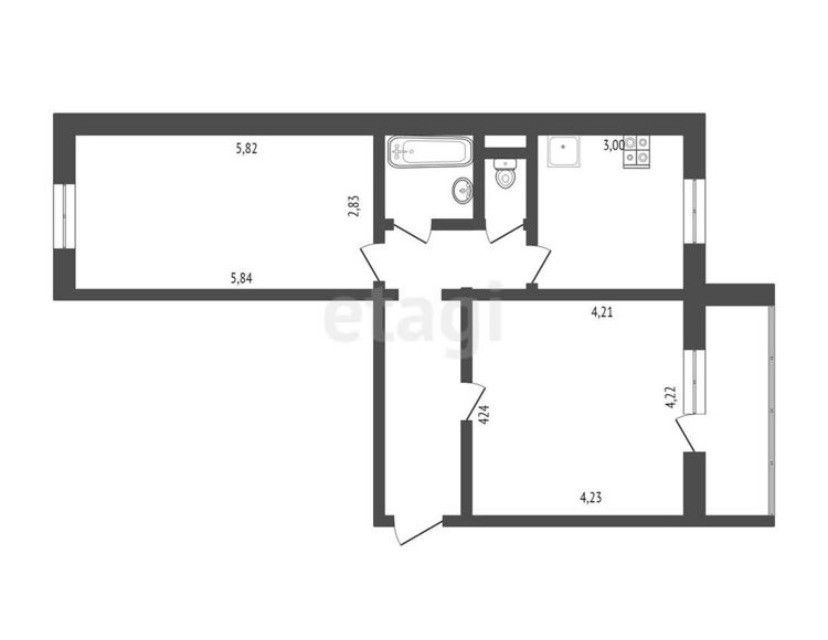 Продаётся 2-комнатная квартира, 56 м²