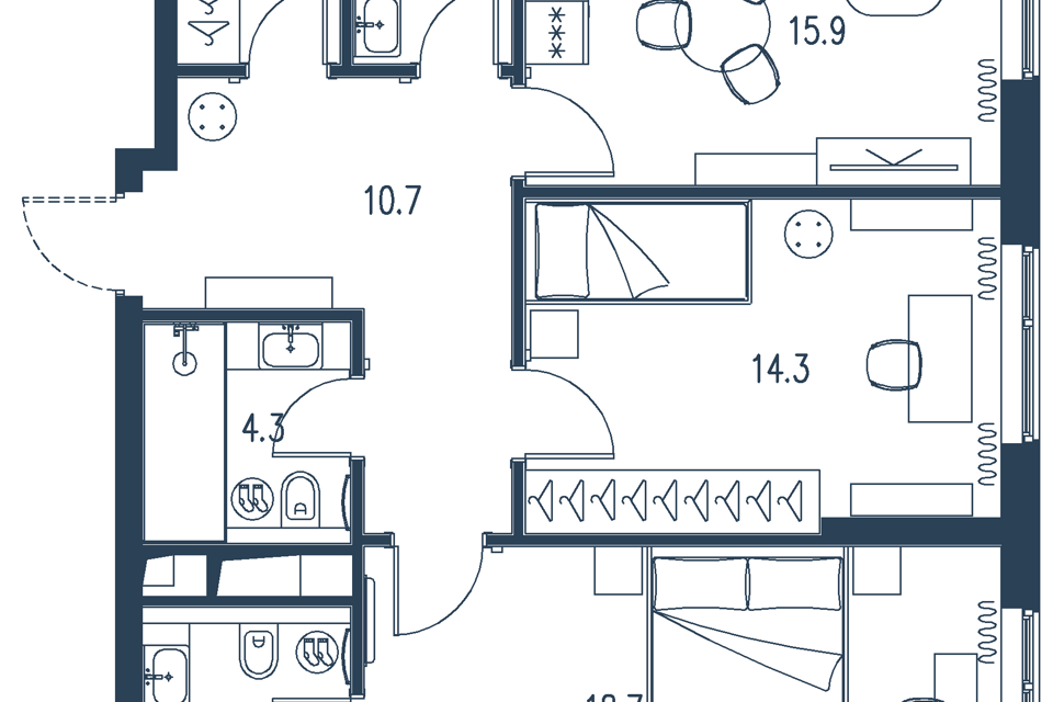 Продаётся 2-комнатная квартира, 75 м²