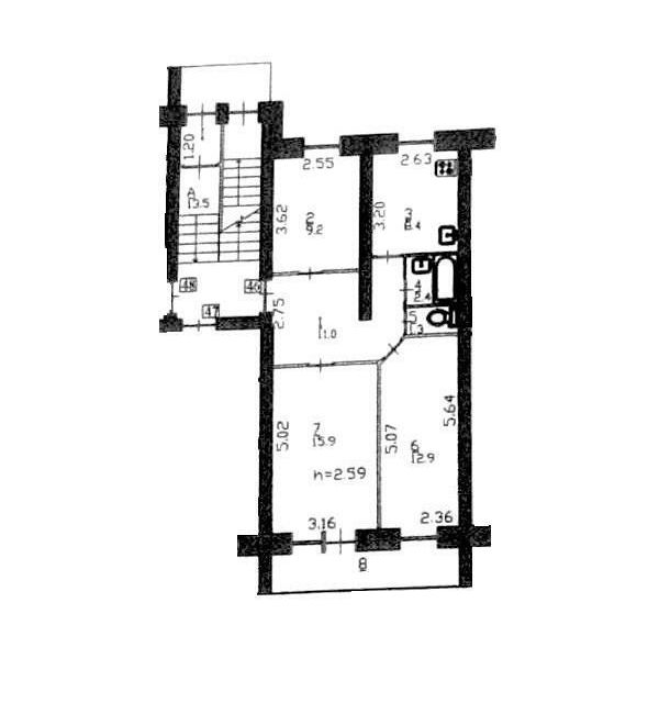 Продаётся 3-комнатная квартира, 61.2 м²