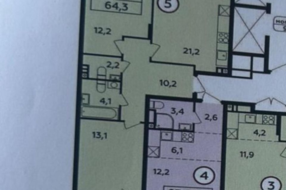 Продаётся 2-комнатная квартира, 64.3 м²