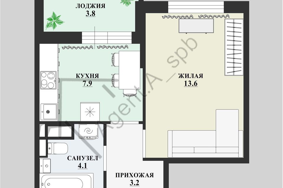 Продаётся 1-комнатная квартира, 28.8 м²