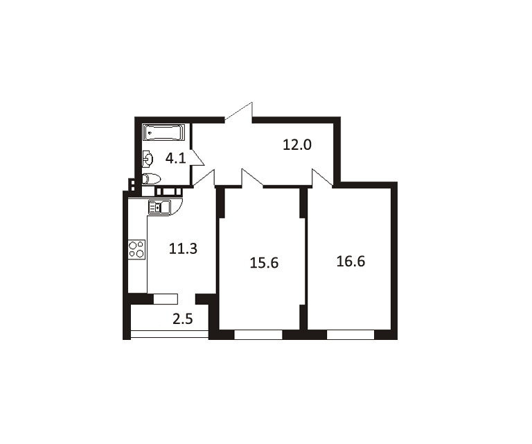 Продаётся 2-комнатная квартира, 62.1 м²