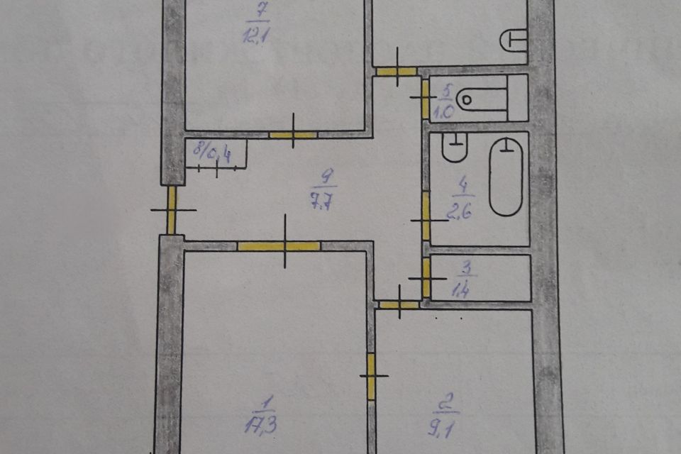 Продаётся 3-комнатная квартира, 60 м²