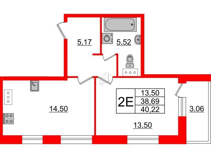 Продаётся 1-комнатная квартира, 40 м²