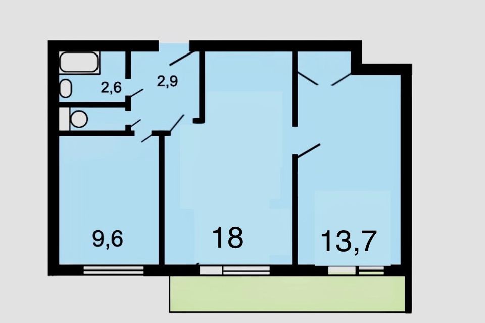 Продаётся 2-комнатная квартира, 46.9 м²