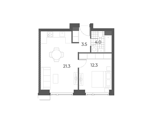 Продаётся 1-комнатная квартира, 41.1 м²