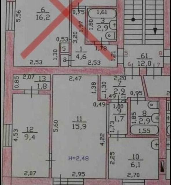 Продаётся 2-комнатная квартира, 40.7 м²