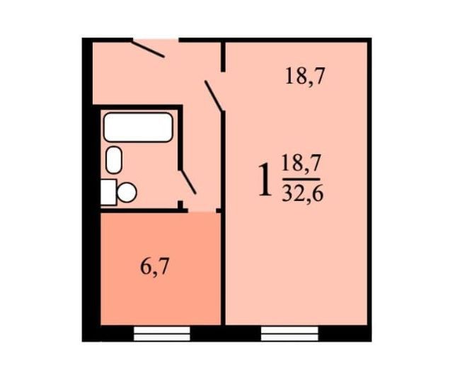 Продаётся 1-комнатная квартира, 33 м²