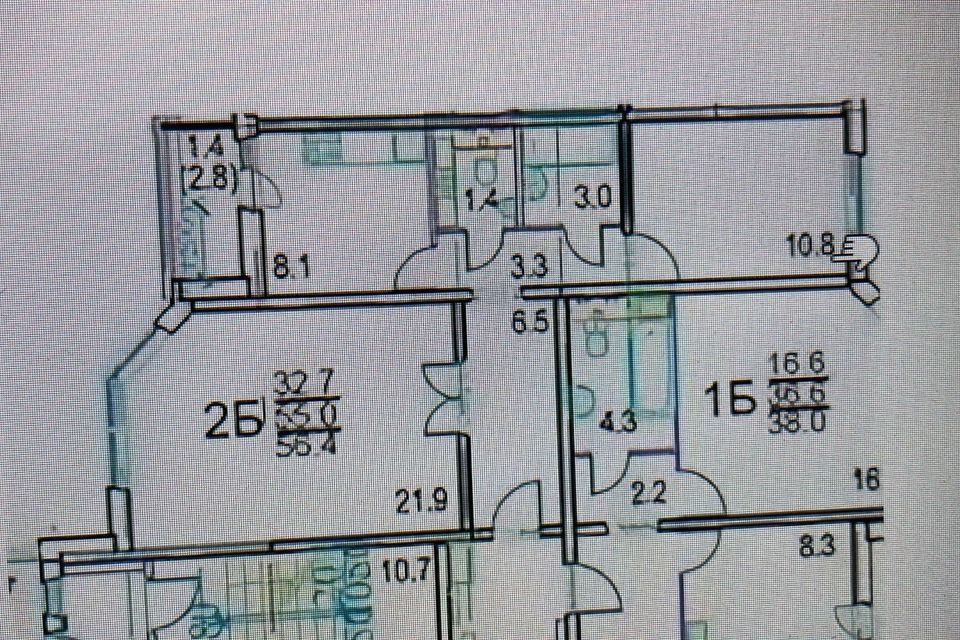 Продаётся 2-комнатная квартира, 56.4 м²