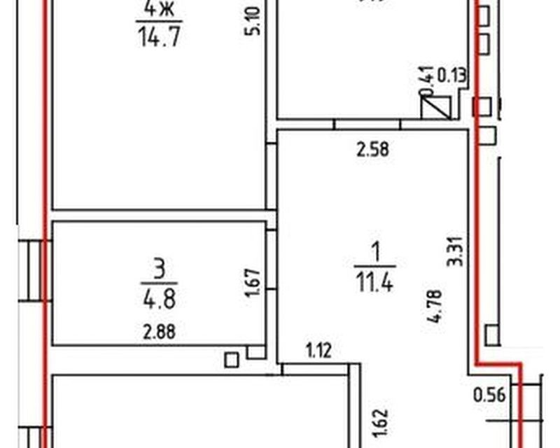 Продаётся 2-комнатная квартира, 53.8 м²