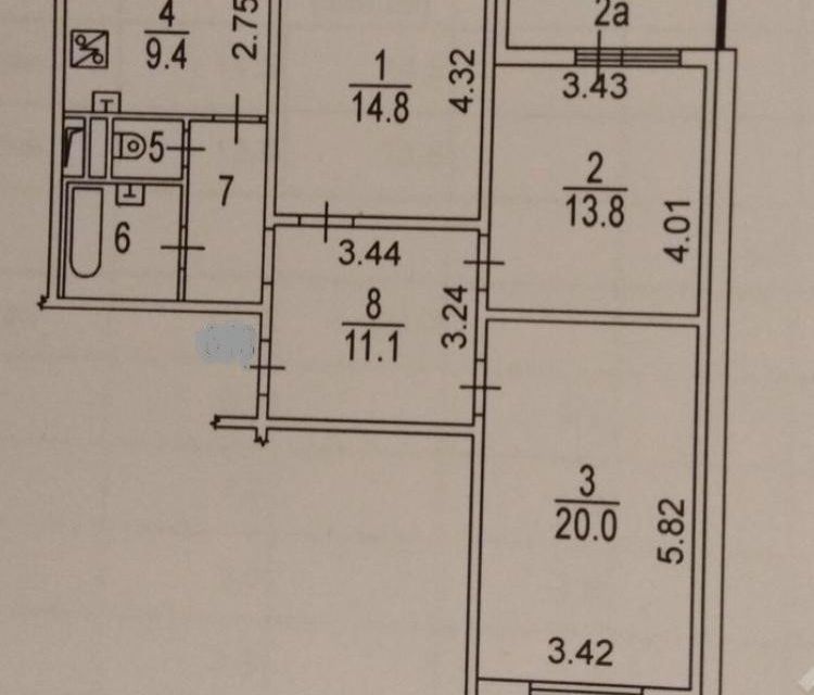 Продаётся 3-комнатная квартира, 78 м²