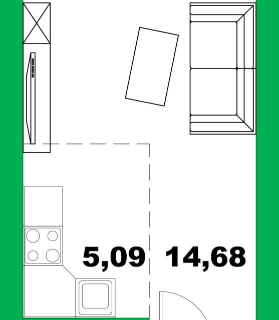 Продаётся студия, 28 м²