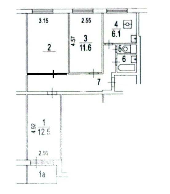 Продаётся комната в 3-комн. квартире, 12.5 м²