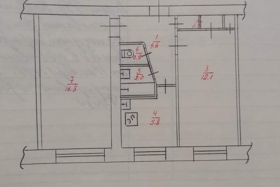 Продаётся 2-комнатная квартира, 43.5 м²