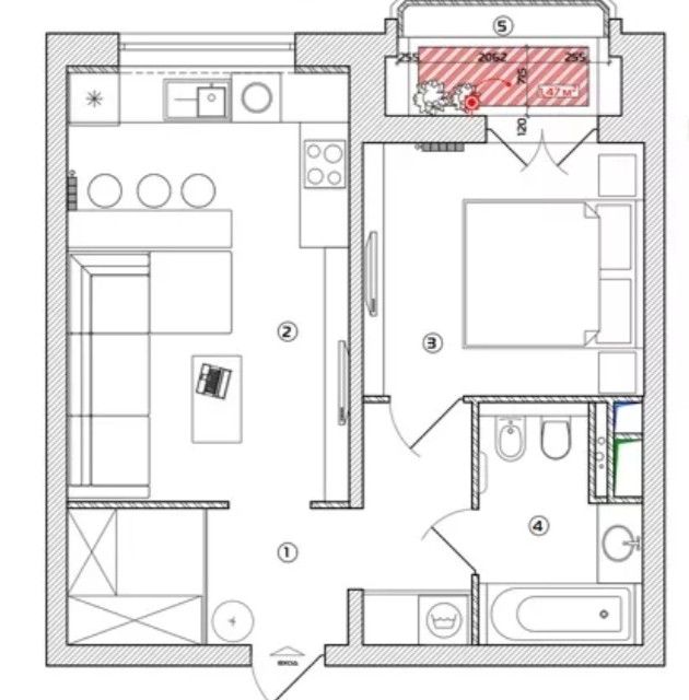 Продаётся 1-комнатная квартира, 51 м²