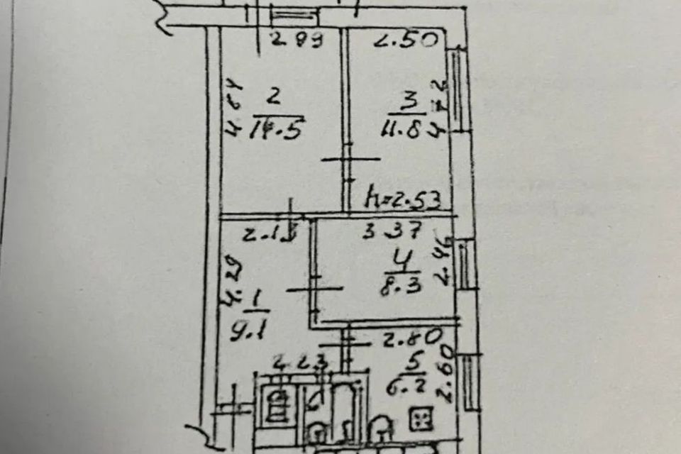 Продаётся 3-комнатная квартира, 52.8 м²