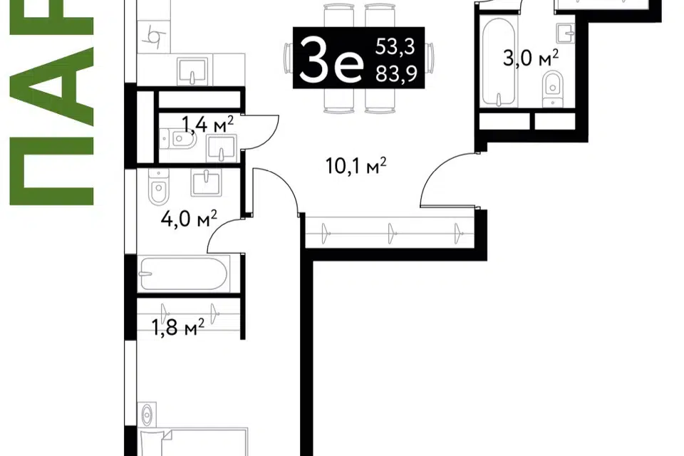 Продаётся 4-комнатная квартира, 83.9 м²
