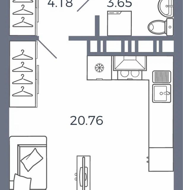 Продаётся студия, 28.5 м²