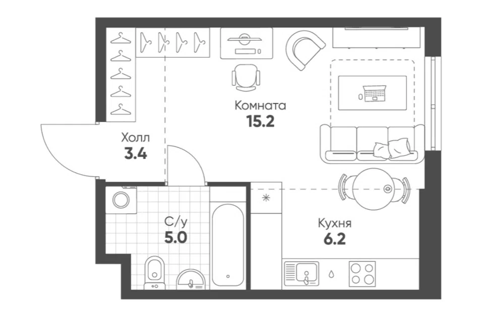 Продаётся студия, 29.8 м²