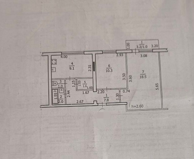 Продаётся 2-комнатная квартира, 51.3 м²