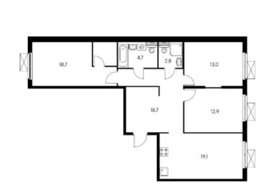 Продаётся 3-комнатная квартира, 89.1 м²