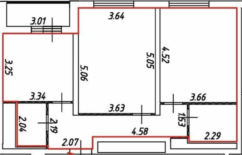 Продаётся 2-комнатная квартира, 62.1 м²