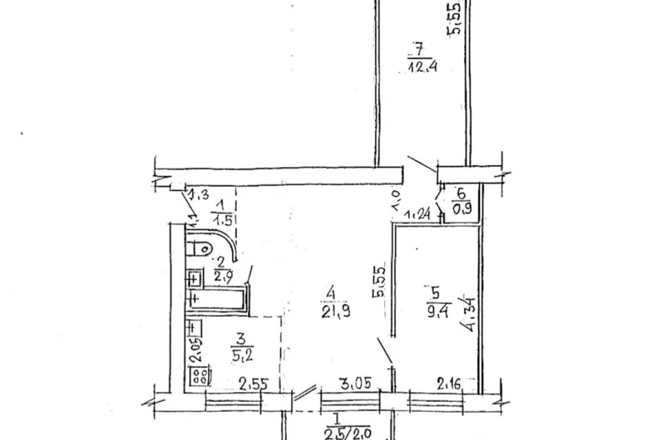 Продаётся 3-комнатная квартира, 54 м²
