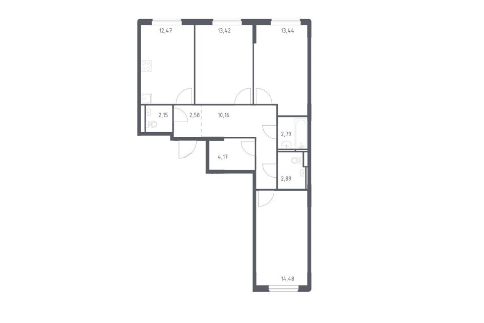 Продаётся 3-комнатная квартира, 78.55 м²