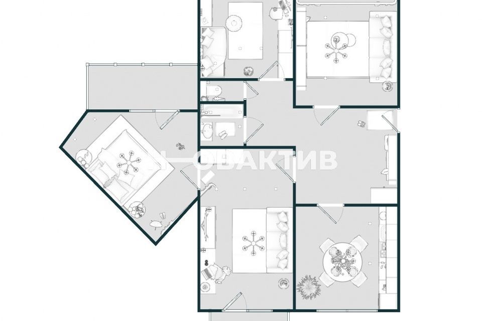 Продаётся 2 комнаты в 4-комн. квартире, 56.34 м²