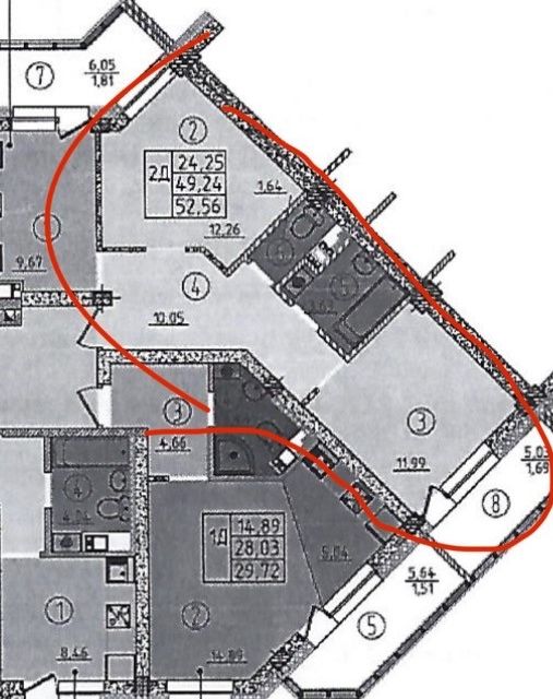 Продаётся 2-комнатная квартира, 52.5 м²