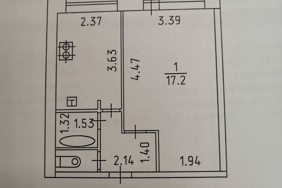 Продаётся 1-комнатная квартира, 32.6 м²