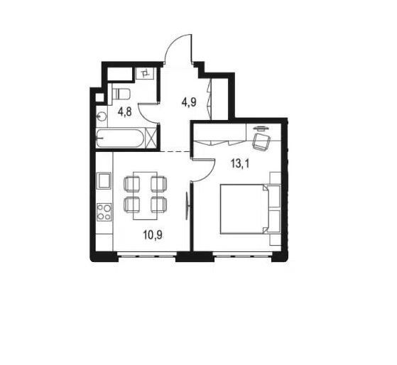 Продаётся 1-комнатная квартира, 33.7 м²