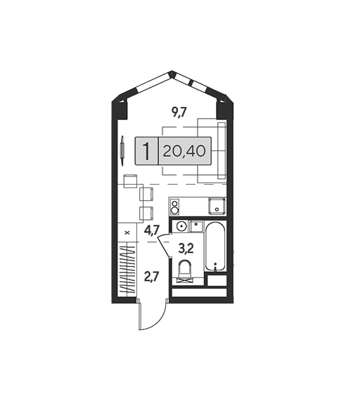 Продаётся студия, 20.4 м²