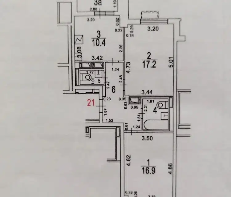 Продаётся 2-комнатная квартира, 58.6 м²