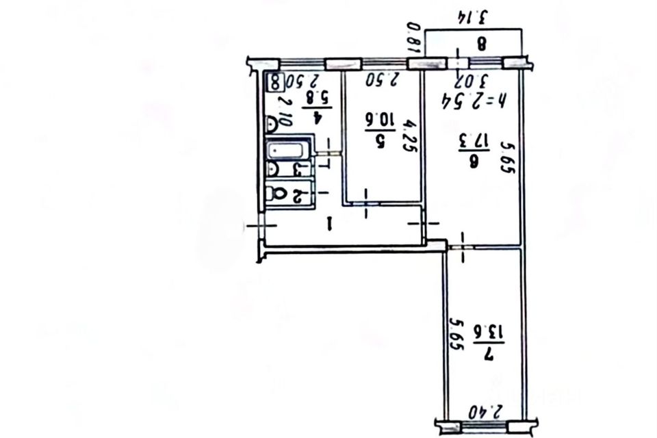 Продаётся 3-комнатная квартира, 58.3 м²