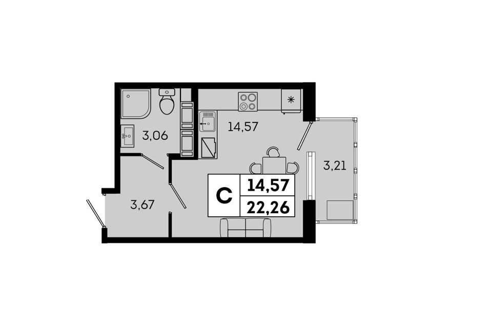 Продаётся студия, 23 м²