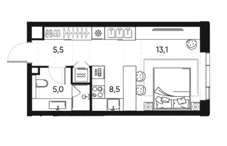 Продаётся студия, 32.1 м²