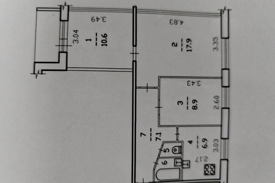 Продаётся 3-комнатная квартира, 54.2 м²